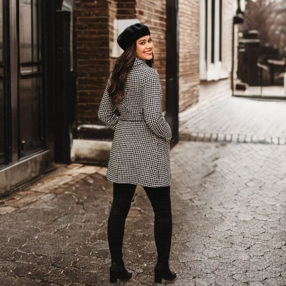 ROXY Outwear Peacoat Mid-Long Single Breasted Plaid Coat Winter Jacket Medium - Picture 4 of 12